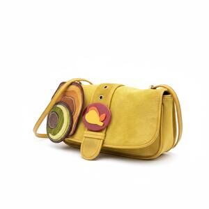 Miu Miu - Yellow Suede Shoulder Bag Decorative Accent